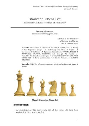 Staunton Chess Set - Intangible Cultural Heritage of Humanity Fernando Raventos