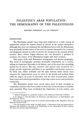 Palestine's Arab Population: the Demography of the Palestinians