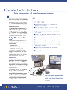 Instrument Control Toolbox 2 Control and Communicate with Test and Measurement Instruments
