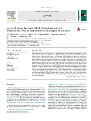 Increased Steroid Hormone Dehydroepiandrosterone and Pregnenolone Levels in Post-Mortem Brain Samples of Alcoholics
