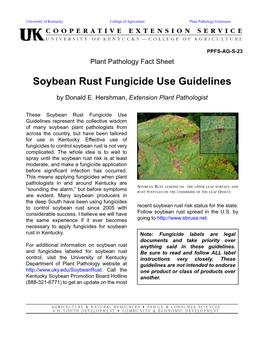 Soybean Rust Fungicide Use Guidelines