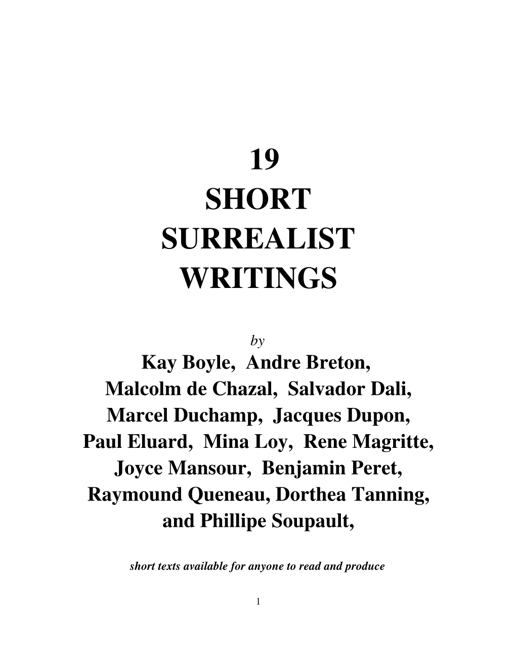 19 Short Surrealist Writings