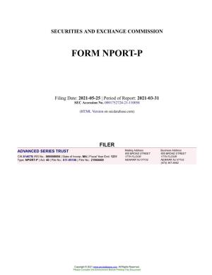 ADVANCED SERIES TRUST Form NPORT-P Filed 2021-05-25