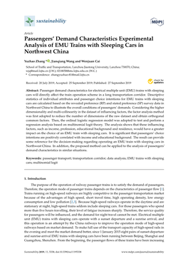 Passengers' Demand Characteristics Experimental Analysis of EMU