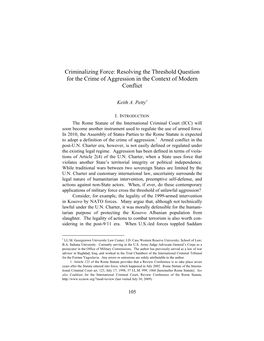 Resolving the Threshold Question for the Crime of Aggression in the Context of Modern Conflict