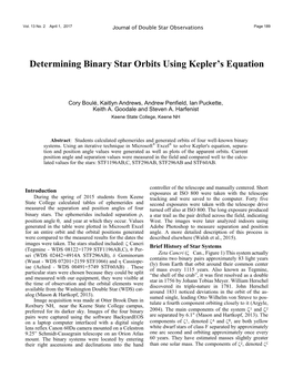 Determining Binary Star Orbits Using Kepler's Equation
