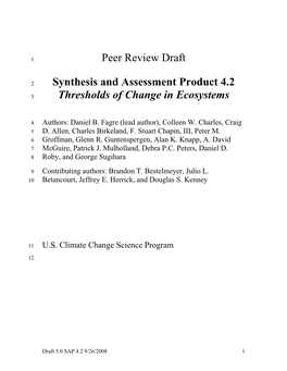 Peer Review Draft Synthesis and Assessment Product 4.2 Thresholds