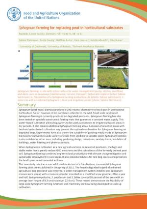 Sphagnum Farming for Replacing Peat in Horticultural Substrates