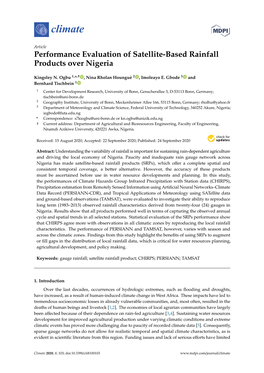 Performance Evaluation of Satellite-Based Rainfall Products Over Nigeria