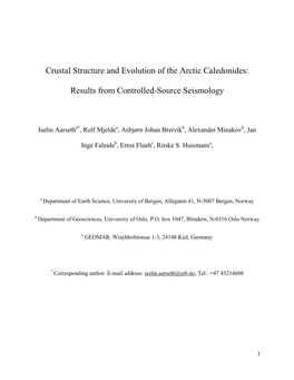 Crustal Structure and Evolution of the Arctic Caledonides