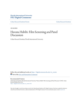 Havana Habibi: Film Screening and Panel Discussion Cuban Research Institute, Florida International University