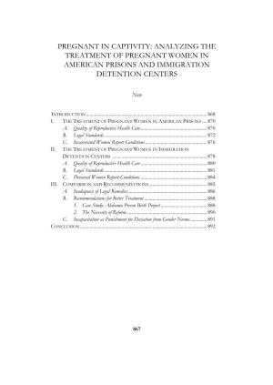 Analyzing the Treatment of Pregnant Women in American Prisons and Immigration Detention Centers