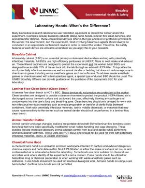 Laboratory Hoods–What's the Difference?