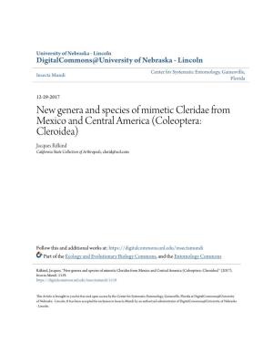 New Genera and Species of Mimetic Cleridae from Mexico and Central