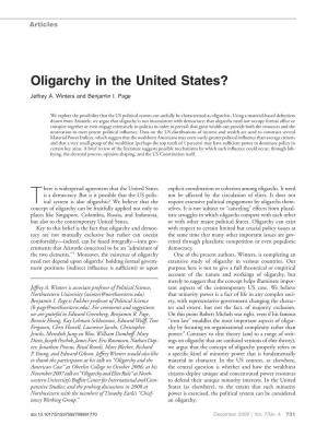 Oligarchy in the United States?