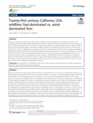 Twenty-First Century California, USA, Wildfires: Fuel-Dominated Vs. Wind- Dominated Fires Jon E