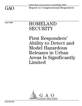 GAO-08-180 Homeland Security: First Responders' Ability to Detect And