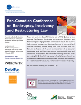 Pan-Canadian Conference on Bankruptcy, Insolvency and Restructuring Law