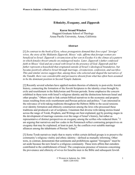 Ethnicity, Exogamy, and Zipporah