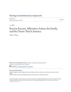 Reverse Racism: Affirmative Action, the Family, and the Dream That Is America Robert S