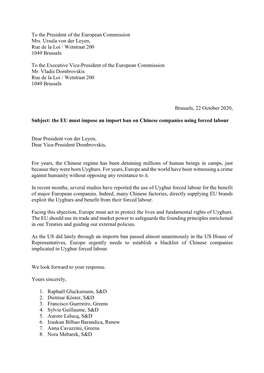 To the President of the European Commission Mrs. Ursula Von Der Leyen, Rue De La Loi / Wetstraat 200 1049 Brussels