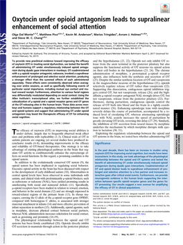 Oxytocin Under Opioid Antagonism Leads to Supralinear Enhancement of Social Attention