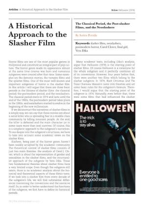 A Historical Approach to the Slasher Film Below Halloween (1978)