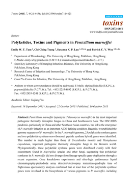 Polyketides, Toxins and Pigments in Penicillium Marneffei