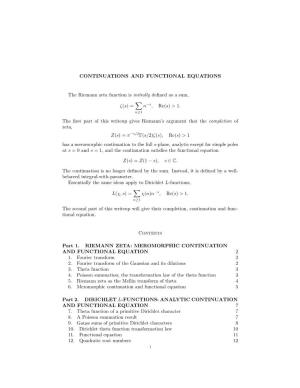CONTINUATIONS and FUNCTIONAL EQUATIONS the Riemann Zeta