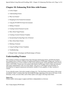 Chapter 10: Enhancing Web Sites with Frames Understanding Frames