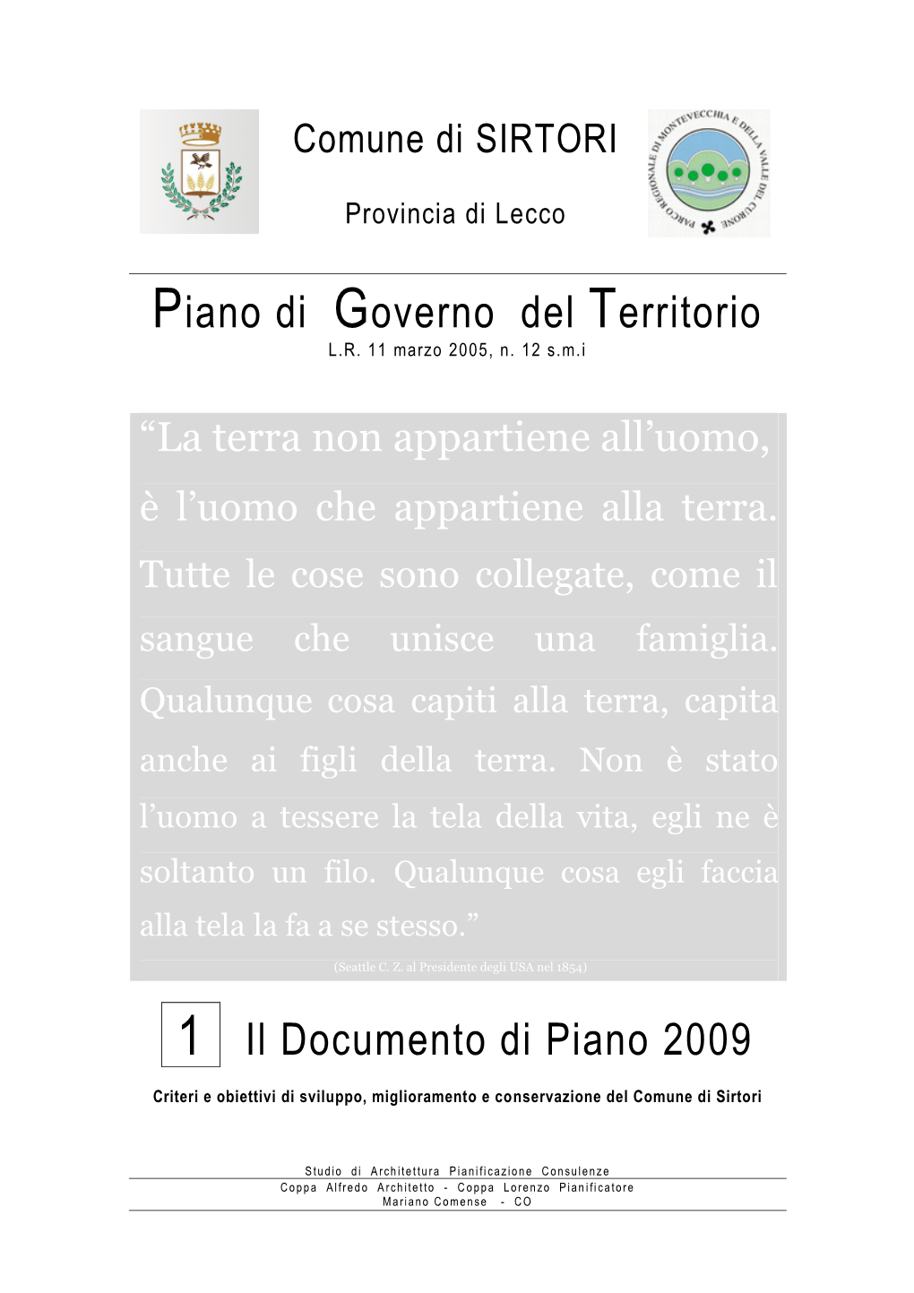 Piano Di Governo Del Territorio 1 Il Documento Di Piano 2009