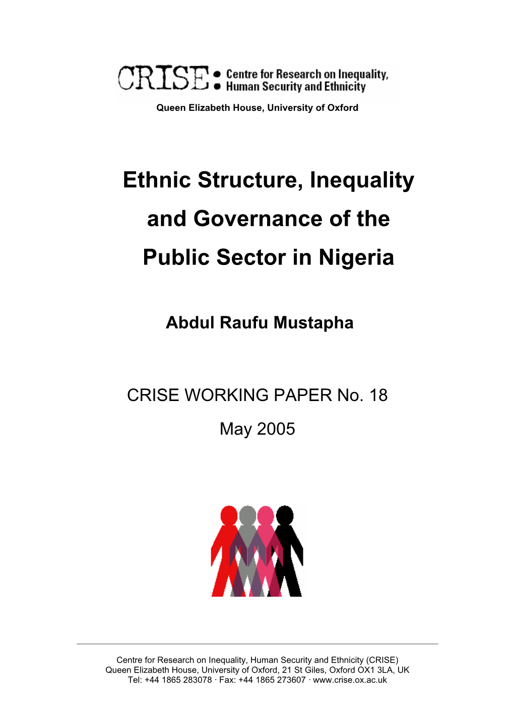 Ethnic Structure, Inequality and Governance of the Public Sector in Nigeria