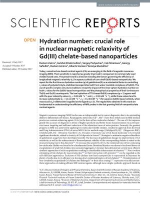 Hydration Number: Crucial Role in Nuclear Magnetic Relaxivity of Gd(III