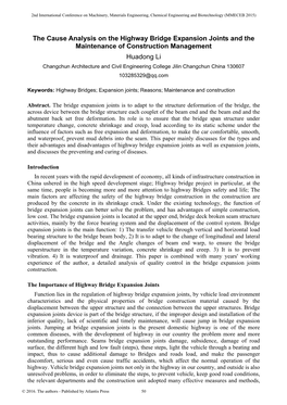 The Cause Analysis on the Highway Bridge Expansion Joint and The