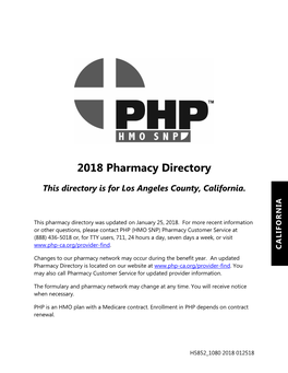 2018 Pharmacy Directory