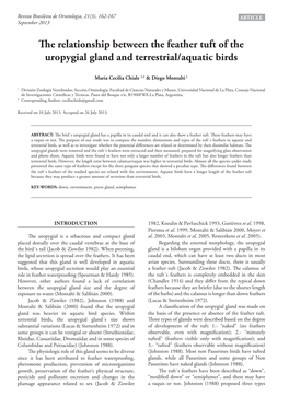 The Relationship Between the Feather Tuft of the Uropygial Gland and Terrestrial/Aquatic Birds