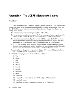 Appendix K—The UCERF3 Earthquake Catalog