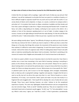 An Open Letter of Poetics to Steve Farmer (Revised for the CIPM Newsletter Sept 99)