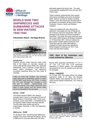 World War II Shipwrecks and Submarine Attacks in NSW Waters