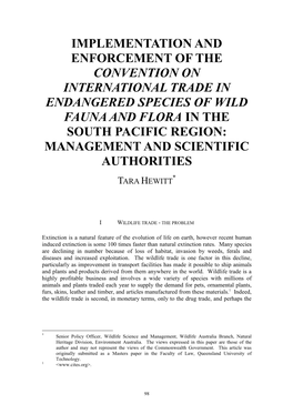 Convention on International Trade in Endangered Species of Wild Fauna and Flora in the South Pacific Region: Management and Scientific Authorities