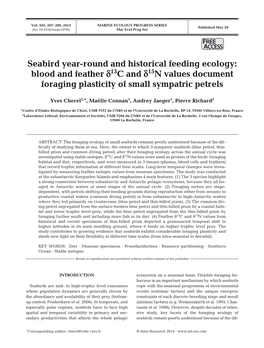 Seabird Year-Round and Historical Feeding Ecology: Blood and Feather Δ13c and Δ15n Values Document Foraging Plasticity of Small Sympatric Petrels