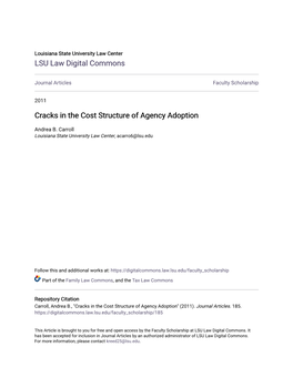 Cracks in the Cost Structure of Agency Adoption