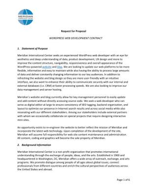 Page 1 of 6 Request for Proposal WORDPRESS WEB