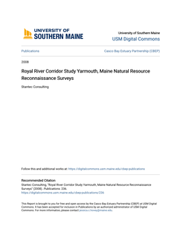 Royal River Corridor Study Yarmouth, Maine Natural Resource Reconnaissance Surveys