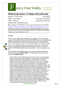 Wisborough Green: a Village Walk (With Pub)
