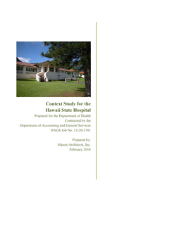 Context Study for the Hawaii State Hospital DAGS Job No