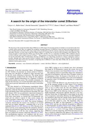 A Search for the Origin of the Interstellar Comet 2I/Borisov