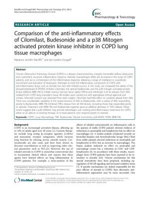 Comparison of the Anti-Inflammatory Effects of Cilomilast, Budesonide