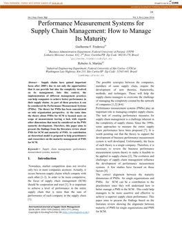 Performance Measurement Systems for Supply Chain Management: How to Manage Its Maturity