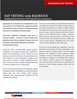 SAP TESTING with BQURIOUS Enabling Business Readiness of SAP Implementation with Bqurious